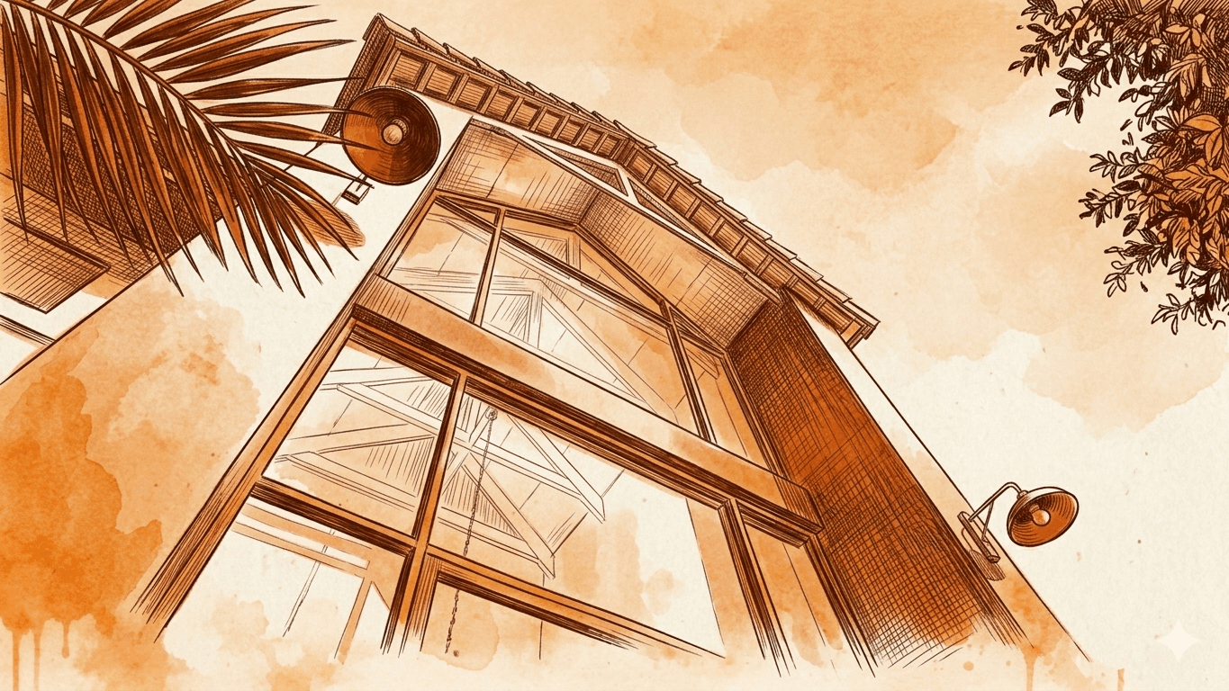 Ballito City Church building watercolor illustration